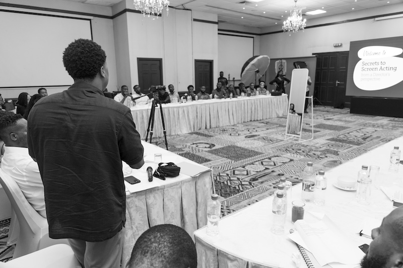 Participants practicing screen acting